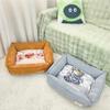 Lit Doux en Coton pour Animaux Chats Chiens Design Carré Lavable Chaud Hiver Tapis de Couchage Intérieur Petite Grande Taille