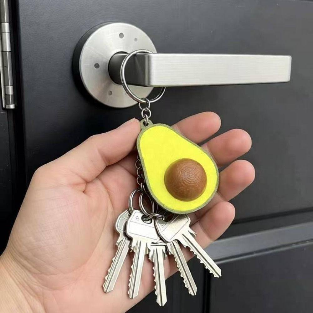 Calming Avocado Clicker Keychain Simulation Finger Button Pendant Fidget Keychain Backpack Charm