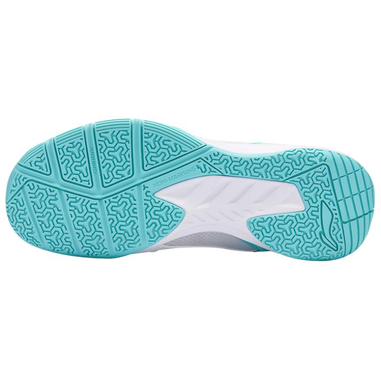 Li-Ning Lightweight Feather Series Fabric Leather Durable Breathable Lightweight Low-Top Badminton Shoes Unisex sneaker White Green AYTS034-1