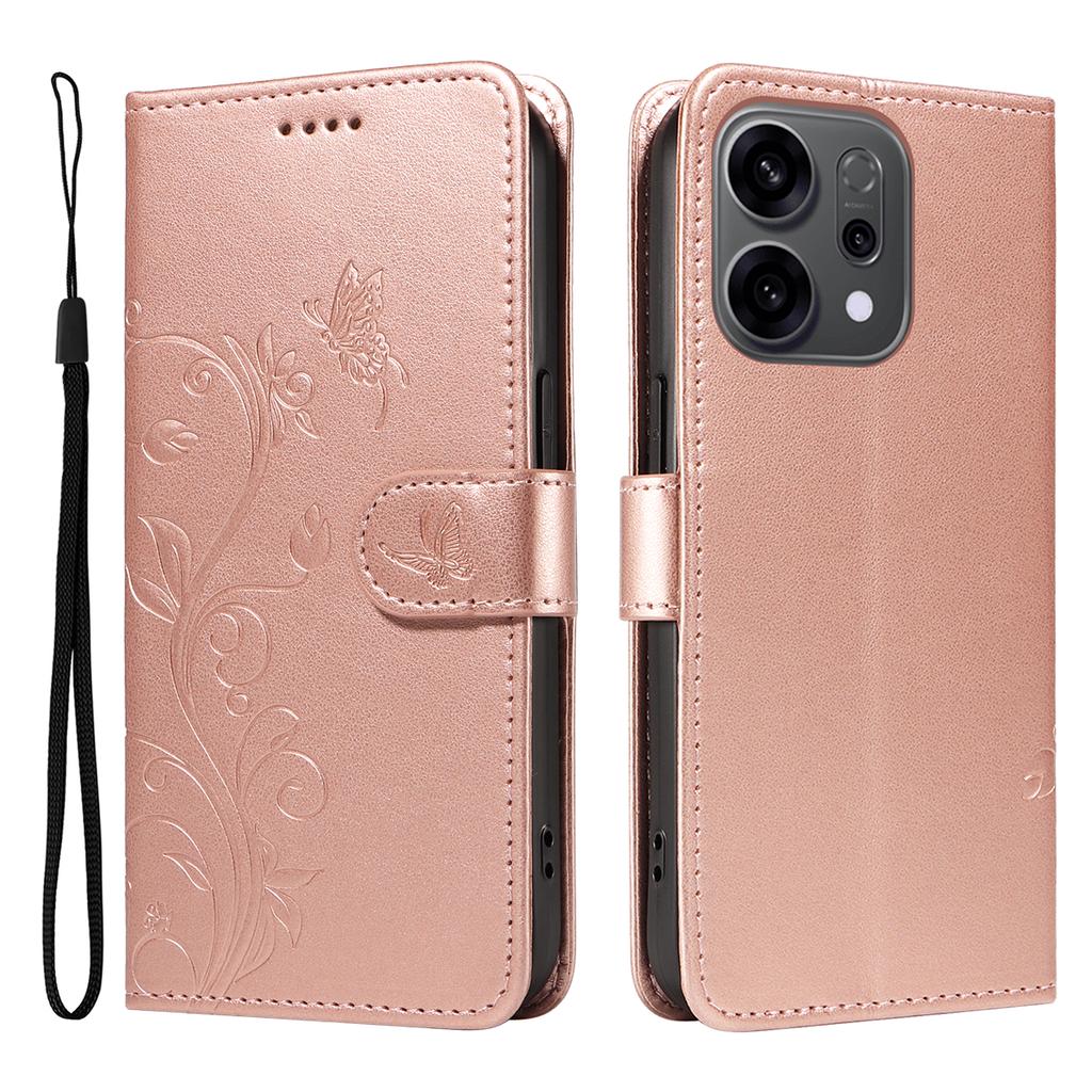 Pentru Oppo Reno14 5G (China)/Oppo Reno14 F 5G/Oppo Reno14 5G (Global) Huse din piele PU cu model floral, portofel cu suport, husă pentru telefon cu curea