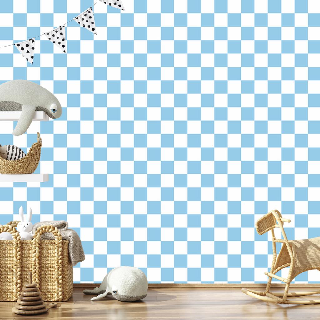 Azure and white checkerboard wallpaper, azure background 50x1000