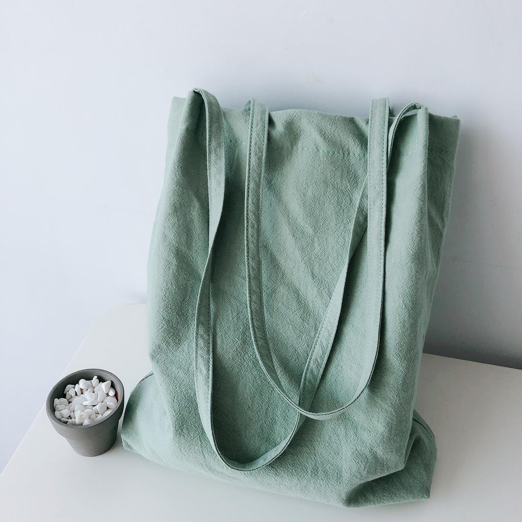 Women Cotton Linen Shoulder Bag Simple Washed Canvas Handbag Solid Tote Lady Eco Shopping Bag Female Shopper Cloth Fabric Purse