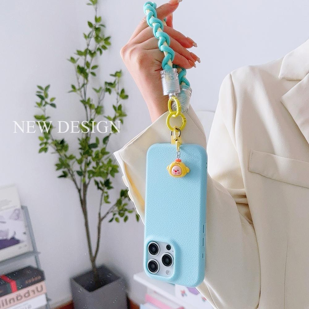 Universal Braided Mobile Phone Lanyard Strap Cute Cartoon Hanging Chain Ring Cord with Patch Wrist Strap Cell Phone Detachable