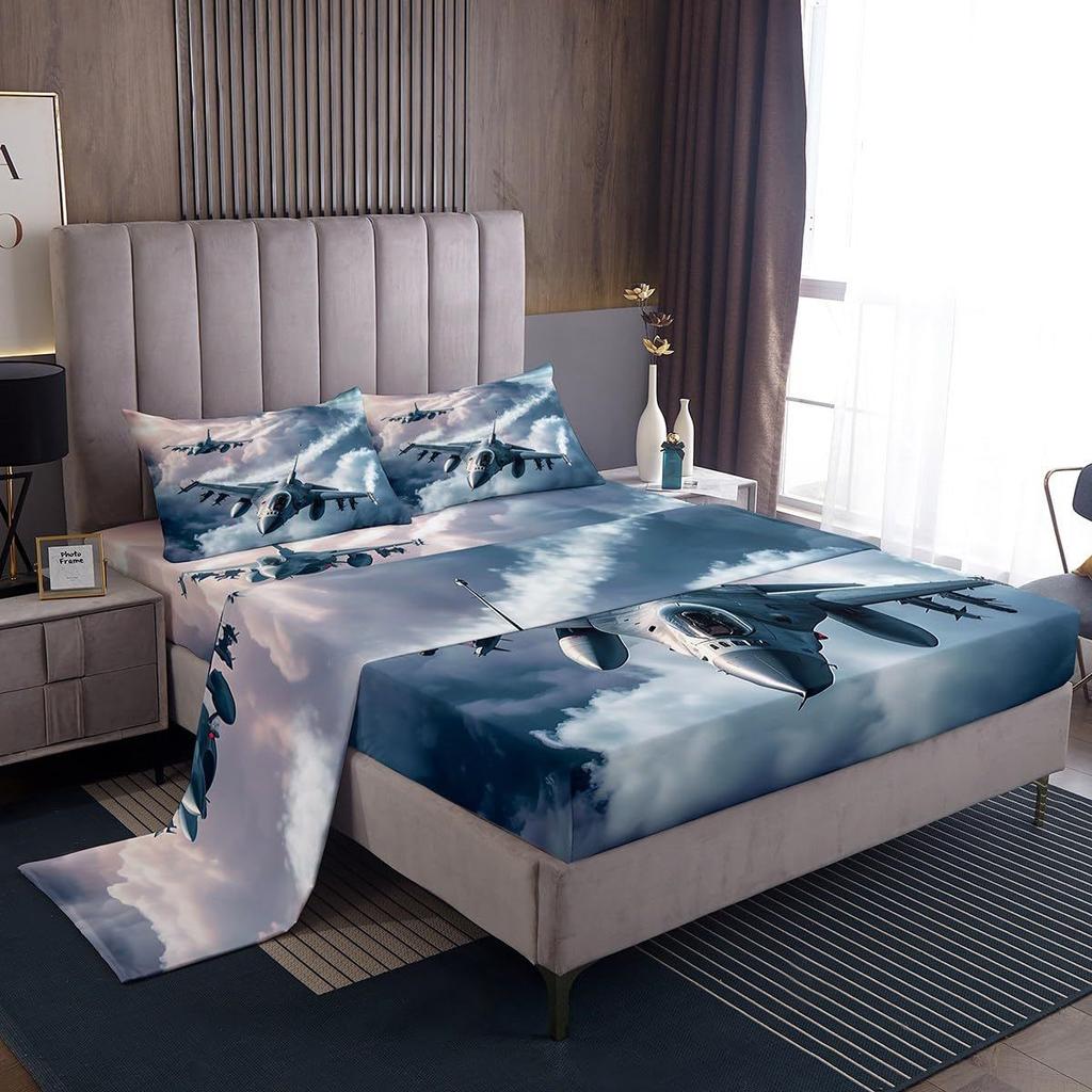 Dog Footprint Bone Pattern Bed Hat Four-piece Bedding Set Bedroom Dormitory Bedding Decoration