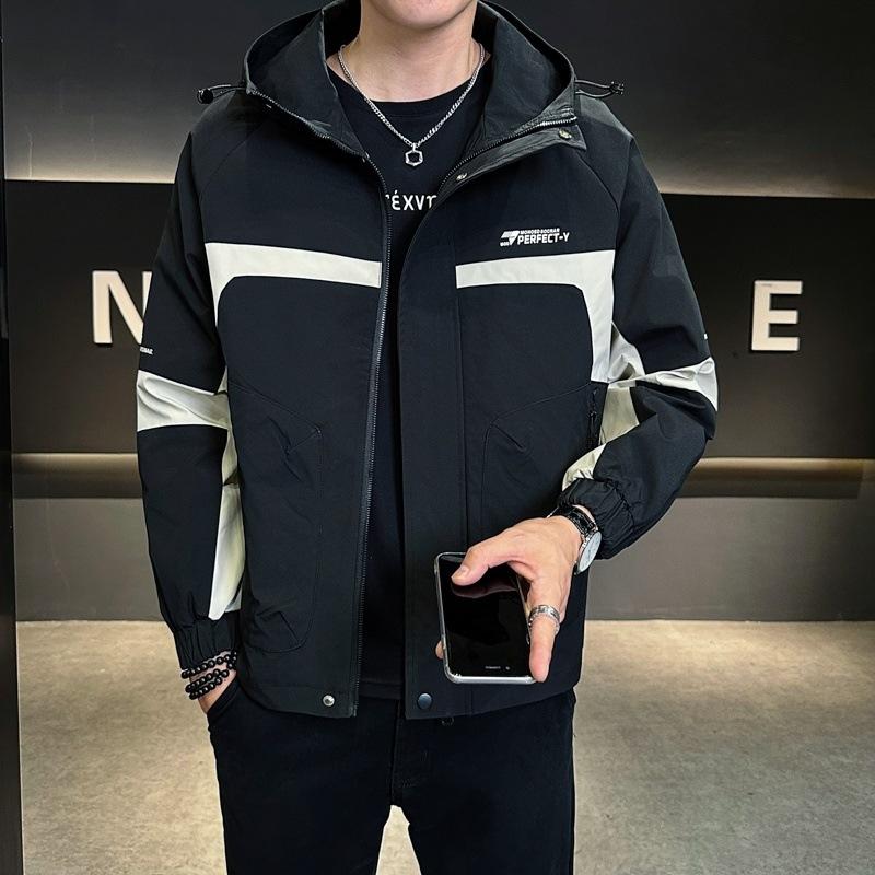 Arbeitsjacke Herren Frühling und Herbst Neue Lockere Kapuzenjacke Herren Frühling Lässige Oberteile