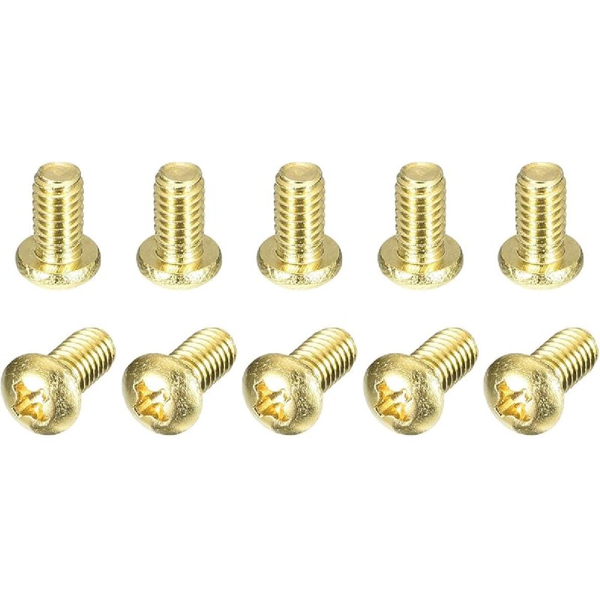 uxcell Brass Machine Screws, M3x8mm Phillips Pan Head Fastener Bolts for Furniture, Office Equipment, Electronics 12Pcs M4x6mm