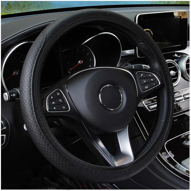 Car Steering Wheel Cover Auto Steering- Wheel Cover Skidproof Anti-Slip Embossing Leather Car-styling Auto Accessories 37-39cm