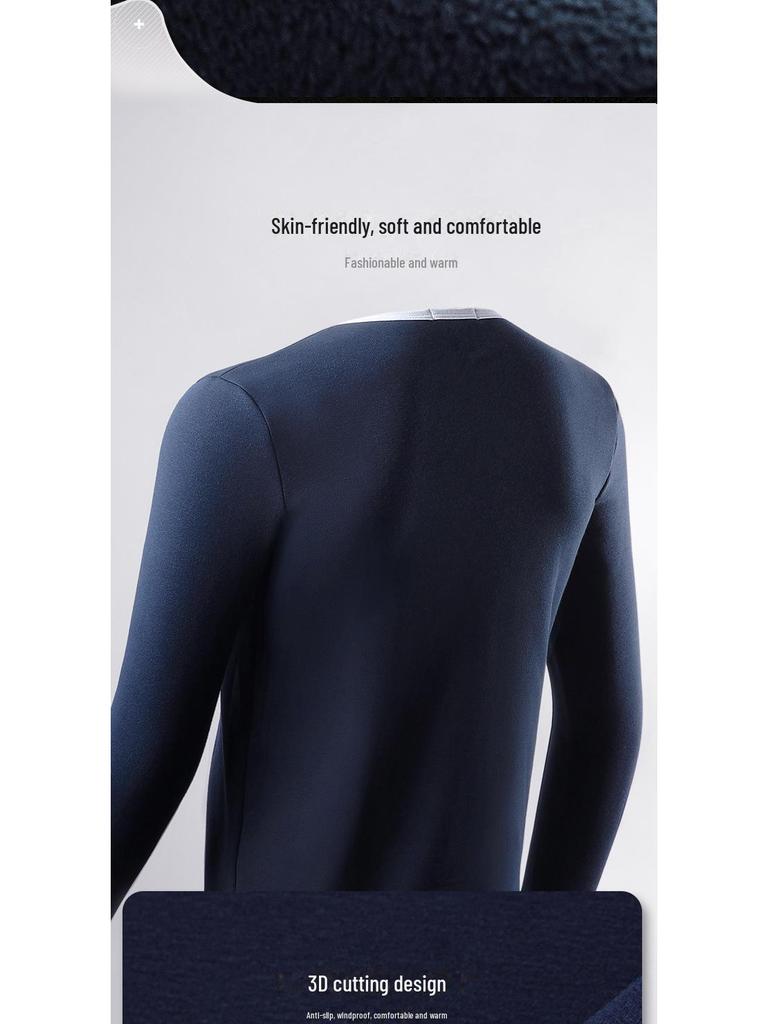 Men's Thickened Fleece Thermal Underwear Top - Slim Fit for Autumn & Winter Cold Protection