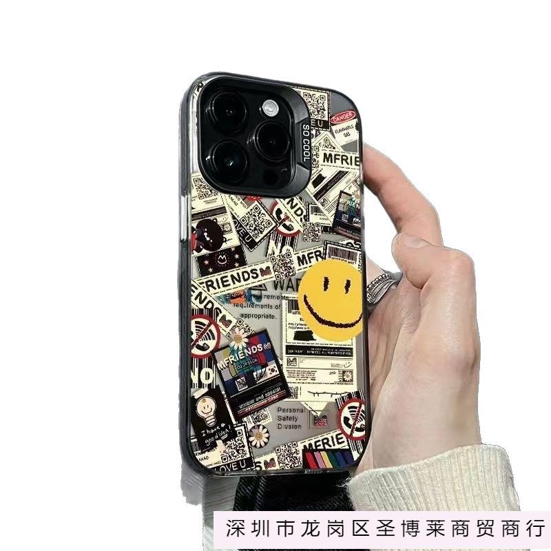 Graffiti Smiley Face Applies To Apple 16plus Mobile Phone Case iPhone16/15 Colored Silver 13promax Hard 12 Anti-drop 8
