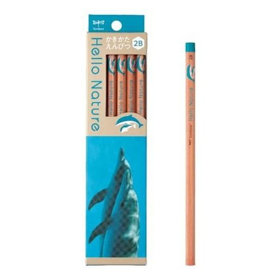 Tombow Pencil Writing 2B (Dolphin Design) Hello Nature Hand Dolphin 1 Dozen KB-KHNDL2-2B