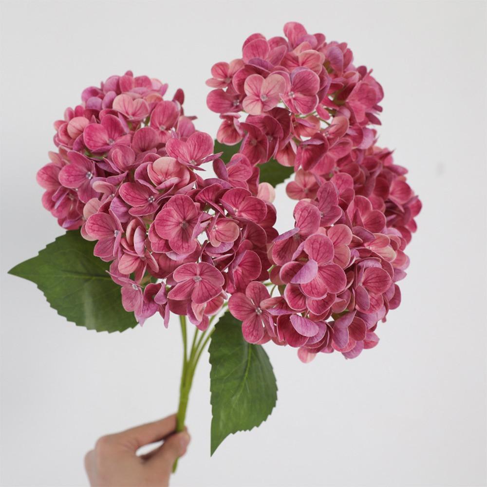 4 Heads Artificial Hydrangea Flower Realistic Faux Flowers Hydrangea Flowers Branch Outdoor Party