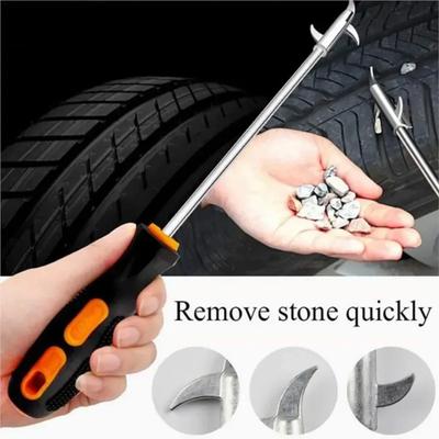 Heavy-Duty Car Tire Stone Remover - Multi-Function Hook & Pick Tool for Tire Cleaning (Cars/Motorcycles)