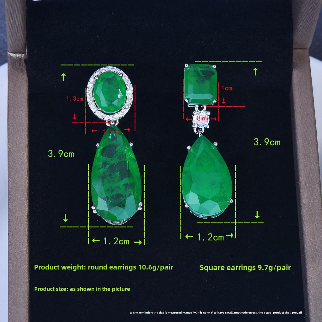 Retro Teardrop Earrings: Simulated Emerald & Blue Paraiba Style