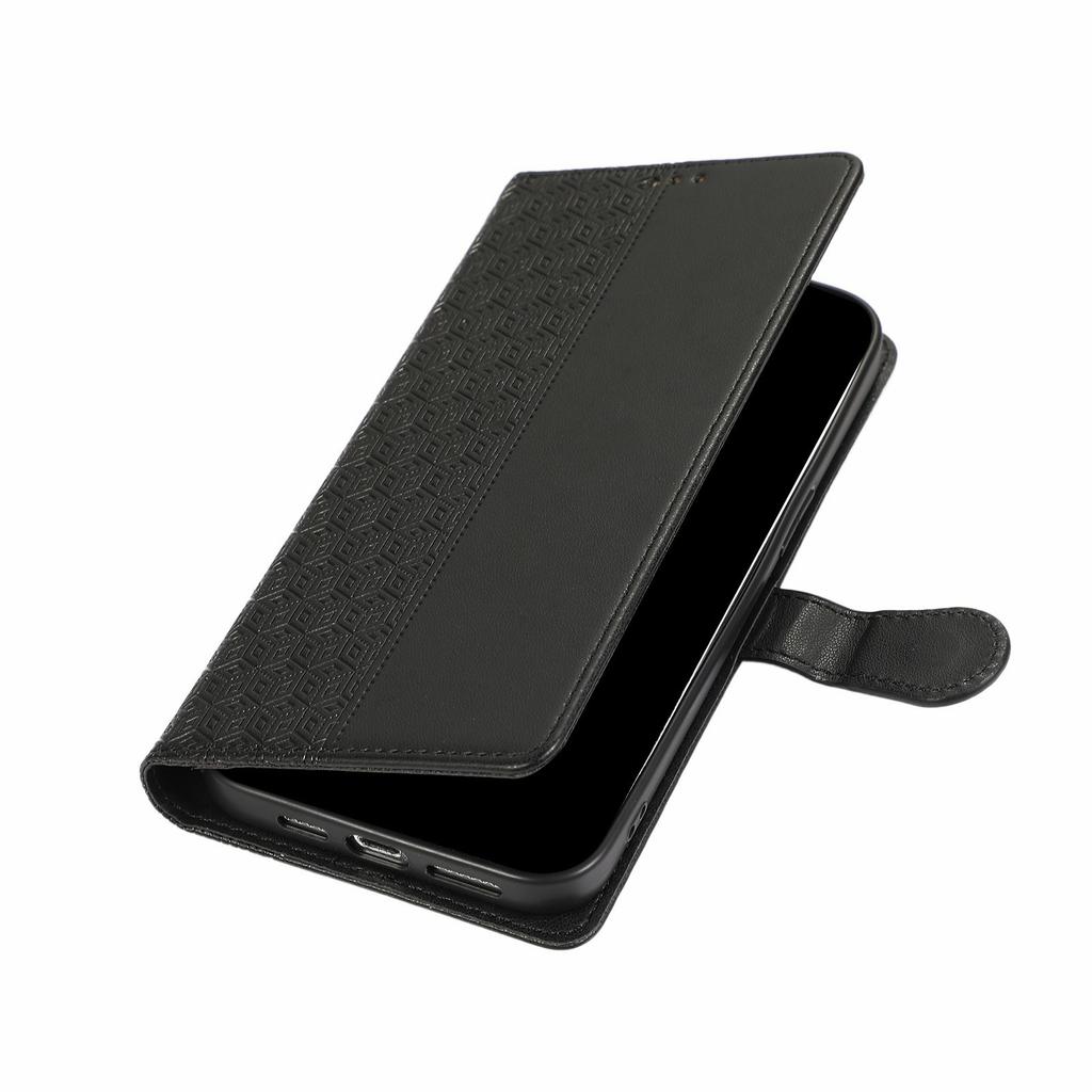For Honor 400 Pro 5G (Global) Case Splicing Imprinted Rhombus Leather Phone Cover with Wrist Strap