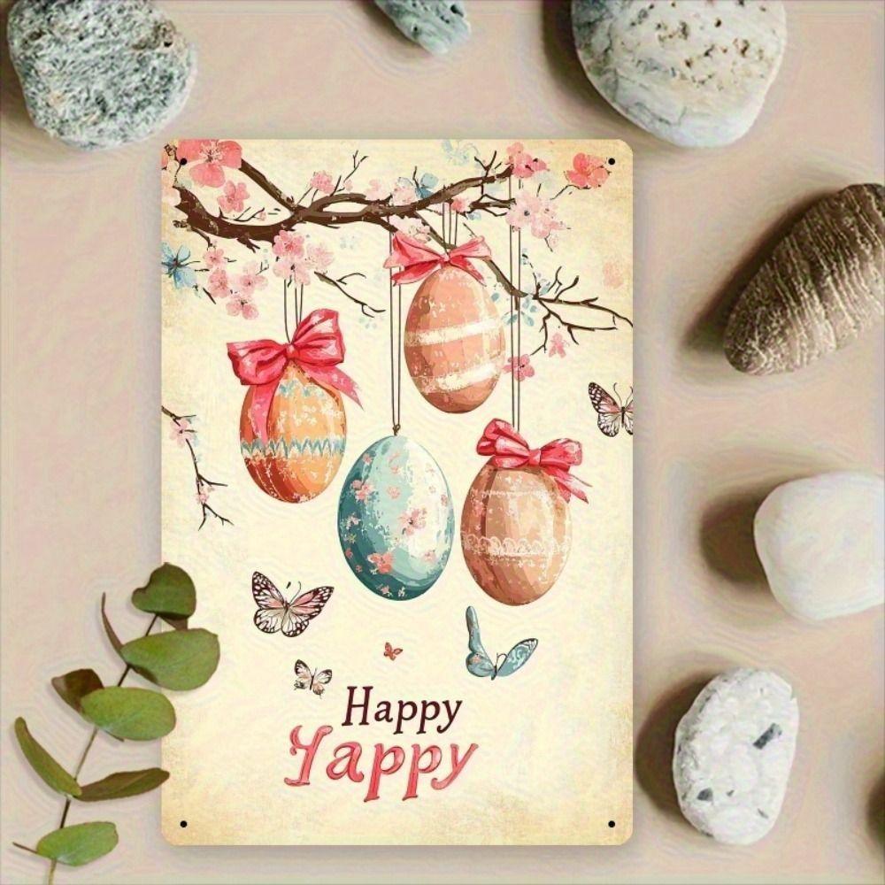 Easter Rabbit Metal Tin Sign Wall Art Decor 20x30cm