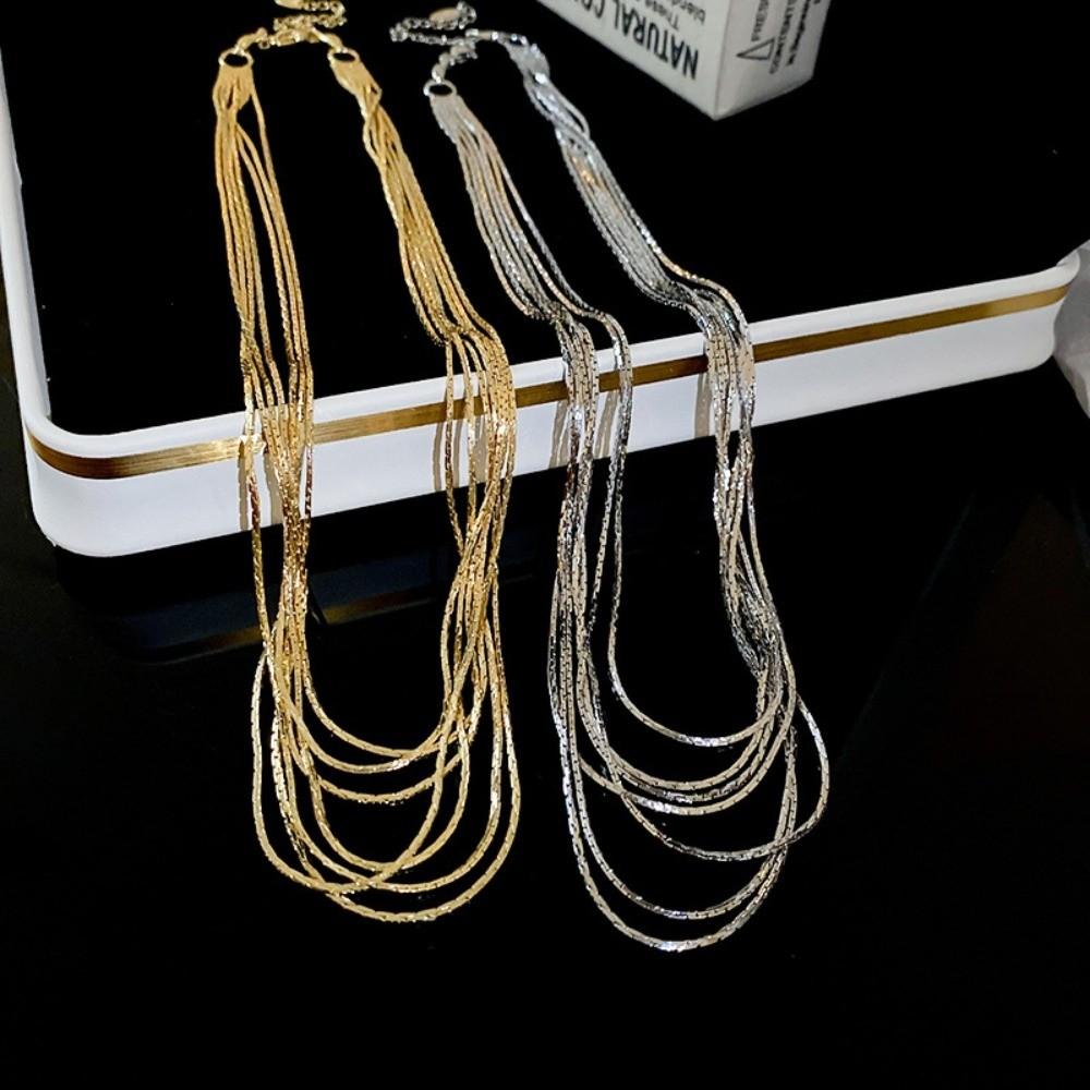 Copper Link Long Tassel Choker Exquisite Luxury Jewelry Multi-Layer Tassel Necklace Wedding Bridal