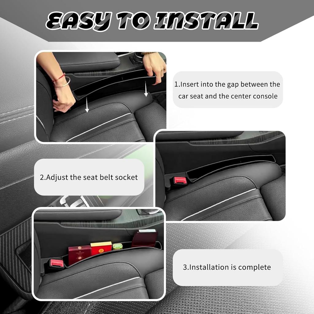 2PCS Car Seat Gap Filler Organizer With Charging Opening,Multifunctional Car Gap Filler Stop Things From Dropping,Universal Car Accessories Car Seat