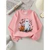 Girls' Halloween Long-sleeve Sweatshirt, Round-neck Fun Print Casual Top, Kids' Autumn Clothing, Suitable for Trick-or-treat Parties and Halloween