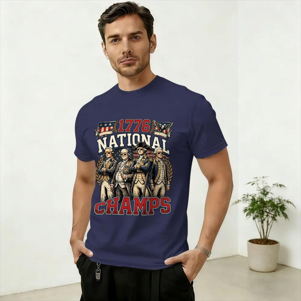 250th 1776 National Champs Funny Patriotic America Founding Father T Shirts for Unisex 100 Cotton Fashion for Male