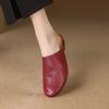 Fashion 2025 New Genuine Leather Low Heels Round Toe Slippers Women Natural Leather Casual Slippers Female Daily Walk Mules Slippers