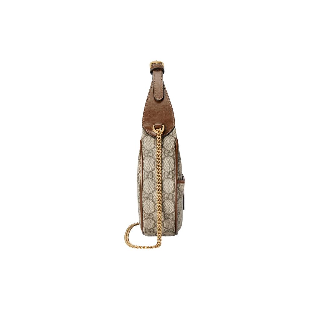 Gucci Mini Borsa a Forma di Mezza Luna con G Intrecciate Beige/Ebano Supreme Borse a Spalla Donna Marrone 726843-92TCG-8563