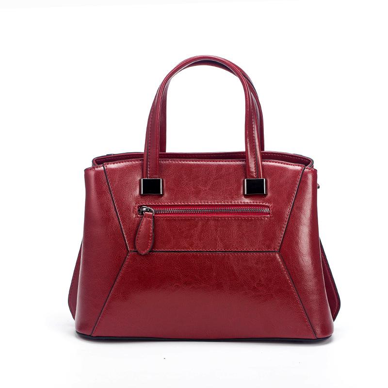 Real Cowhide Women'S Bag Splicing Women'S Handbag Oil Wax Leather Fashion Versatile Single Shoulder Oblique Span Bag