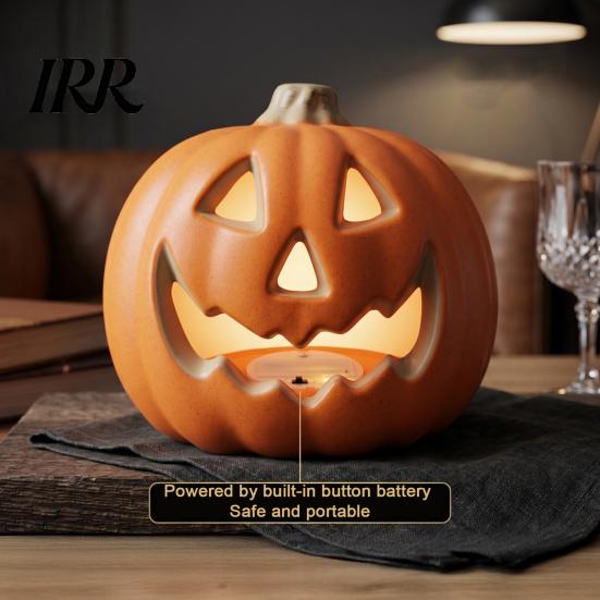 Pumpkin Lantern for Holiday Halloween LED Lantern, Scary Face Glowing Plastic Party Lighting Lamp, Battery Operated Table Ornament Home Decor Creative