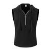 Men's New Summer Fashion T-Shirt - Casual Hooded Solid Color Sleeveless Zipper Hawaiian Beach T-Shirt