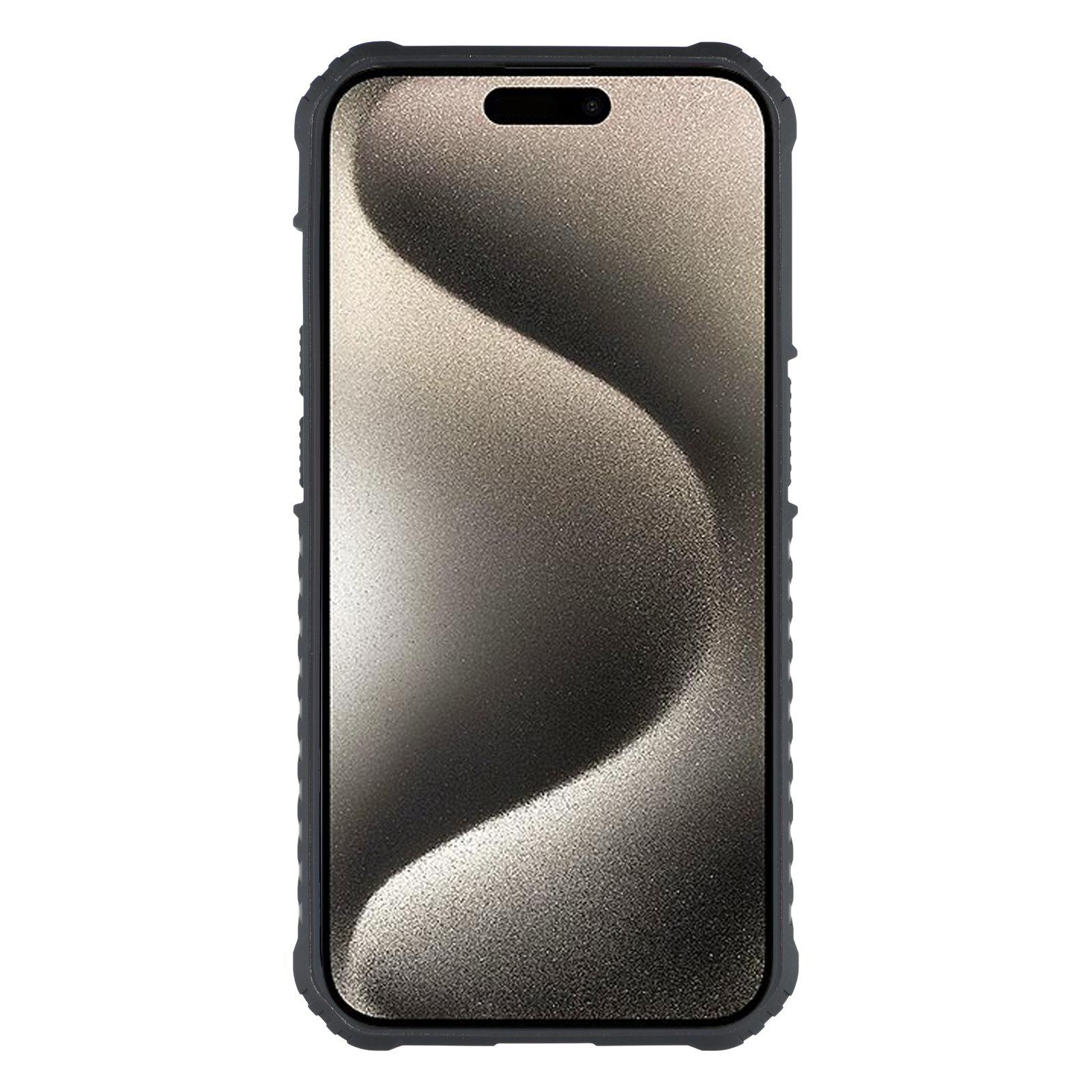 

For iPhone 15 Magnetic Case with Kickstand PC+TPU Phone Back Cover Dark Grey