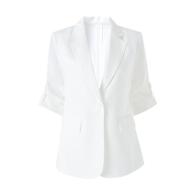 Элегантная приталенная укороченная куртка с плиссировкой, весна/лето 2026 Small белый