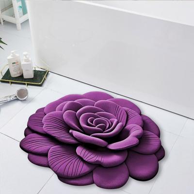 Floral Floor Mat Non-Slip Absorbent Bathroom Rug 3D Realistic Flower Pattern Floor Rug for Entrance Living Room Bathroom Kitchen