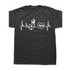 Men's and Women's Casual Football Theme T-shirt Pure Cotton Black Top with Player Silhouette and Heartbeat Design
