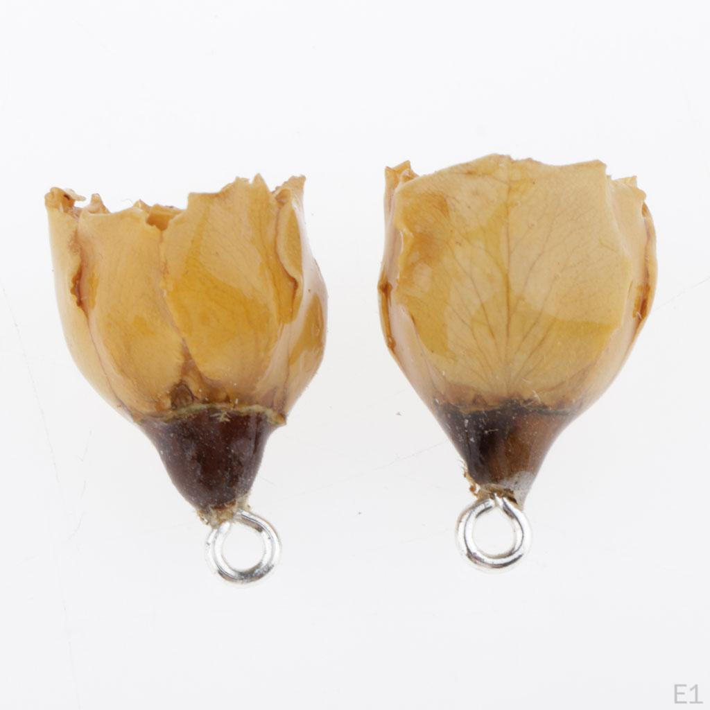 2 Piece Resin Dried Flower Pendant Jewelry Findings Crafting Charms For Necklace Bracelet