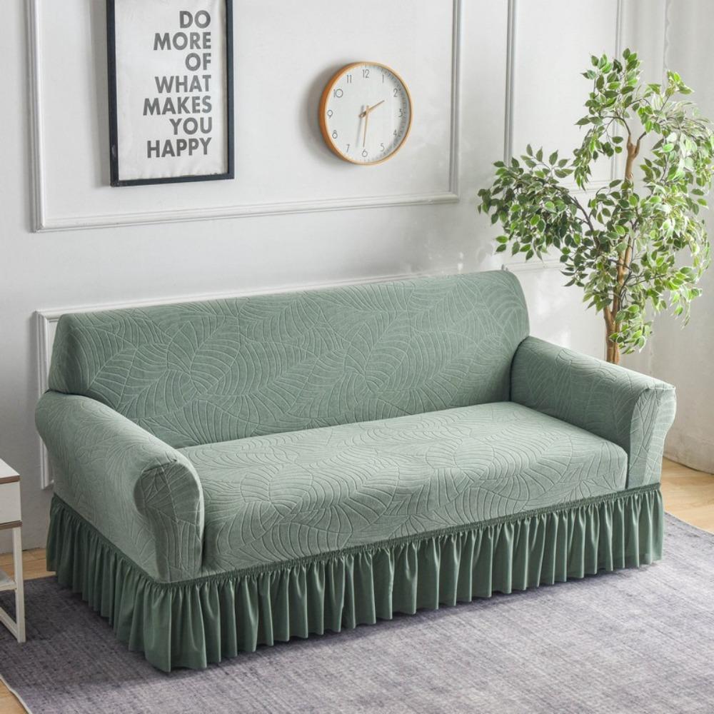 Lace Hem Jacquard Sofa Cover Stretch Full Elastic Slipcover Nordic Style Anti Slip Fabric