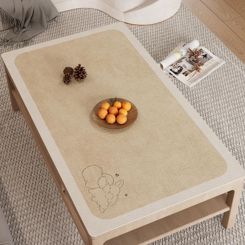 Japanese-Style Simple And Elegant Coffee Table Mat, Leave-In Waterproof And Oil-Proof Leather Table Mat, Tablecloth, Rectangular Dining Table Mat