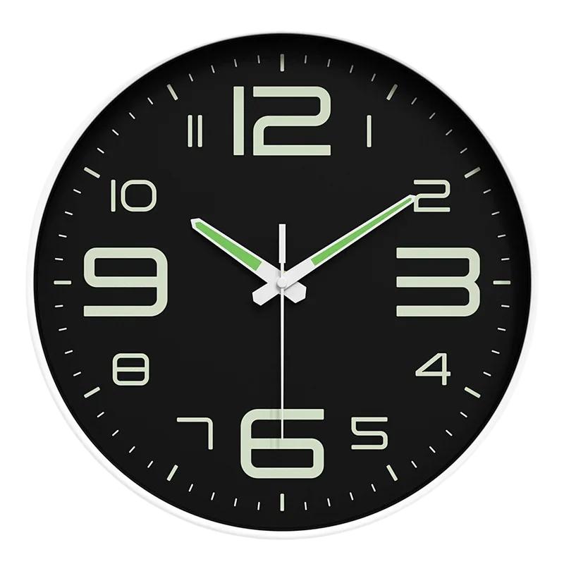 10 Inch Circular Minimalist and Fashionable Luminous Wall Clock Living Room Decoration Silent and Punch Free Wall Clock 3d
