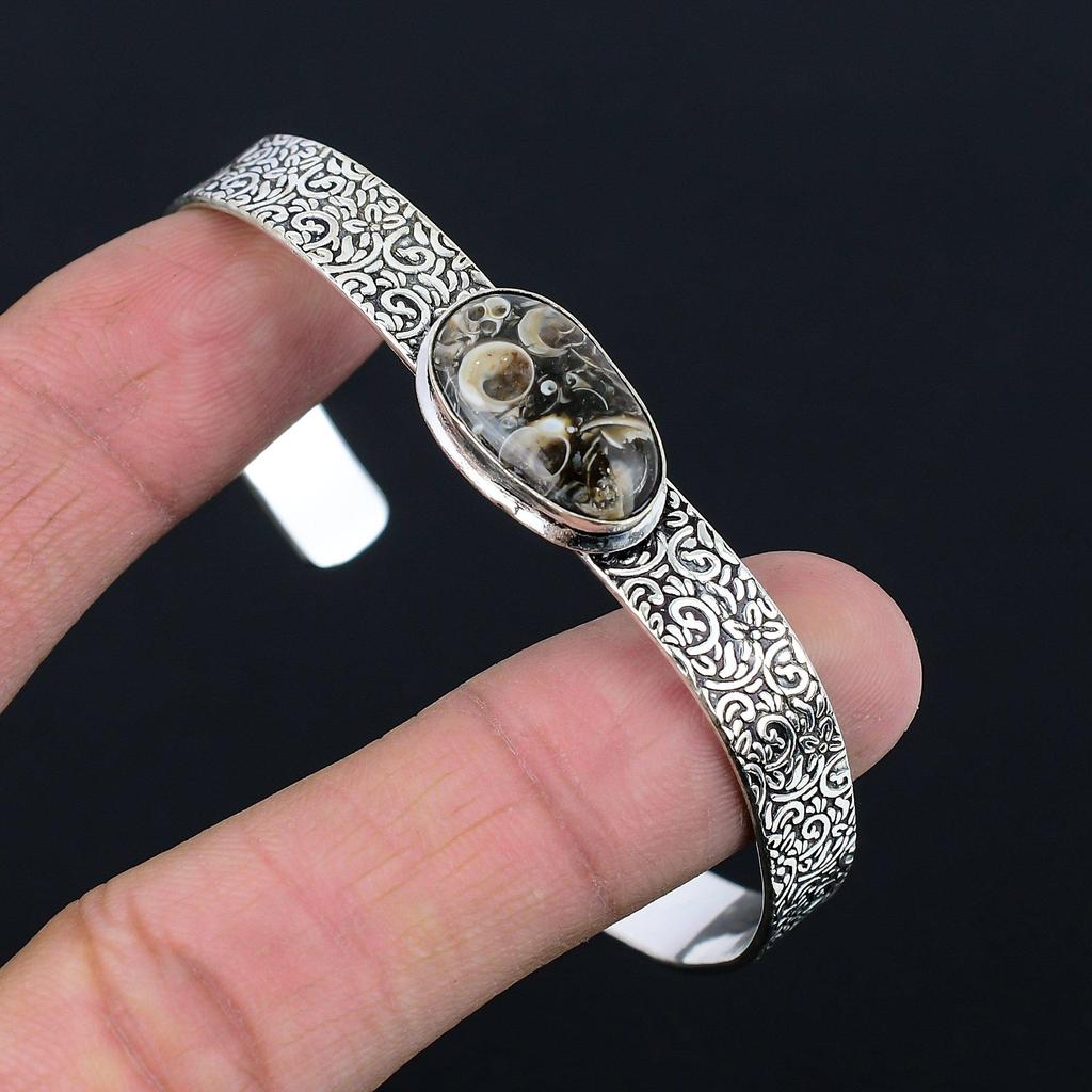Töchtertag Angebot 925 Sterlingsilber Turritella Achat Stein Jubiläums Armreif