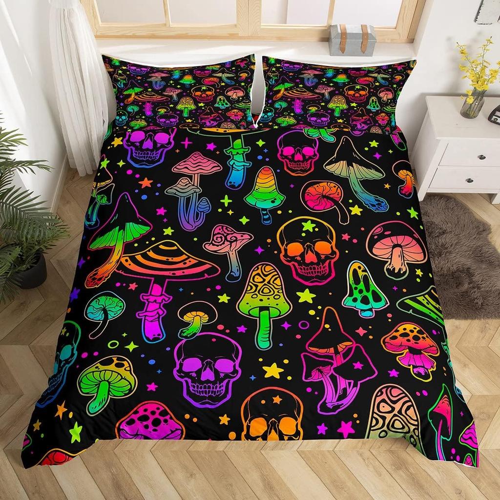 Christmas Gnomes Duvet Cover Set Grey King Size Santa Claus Snowflake Bedding Set 3pcs Xmas Comforter Cover with 2 Pillowcases