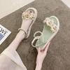 Flower Sandals Female Summer All-match Thick Bottom Korean System Slope with Flat Bottom Roman Shoes