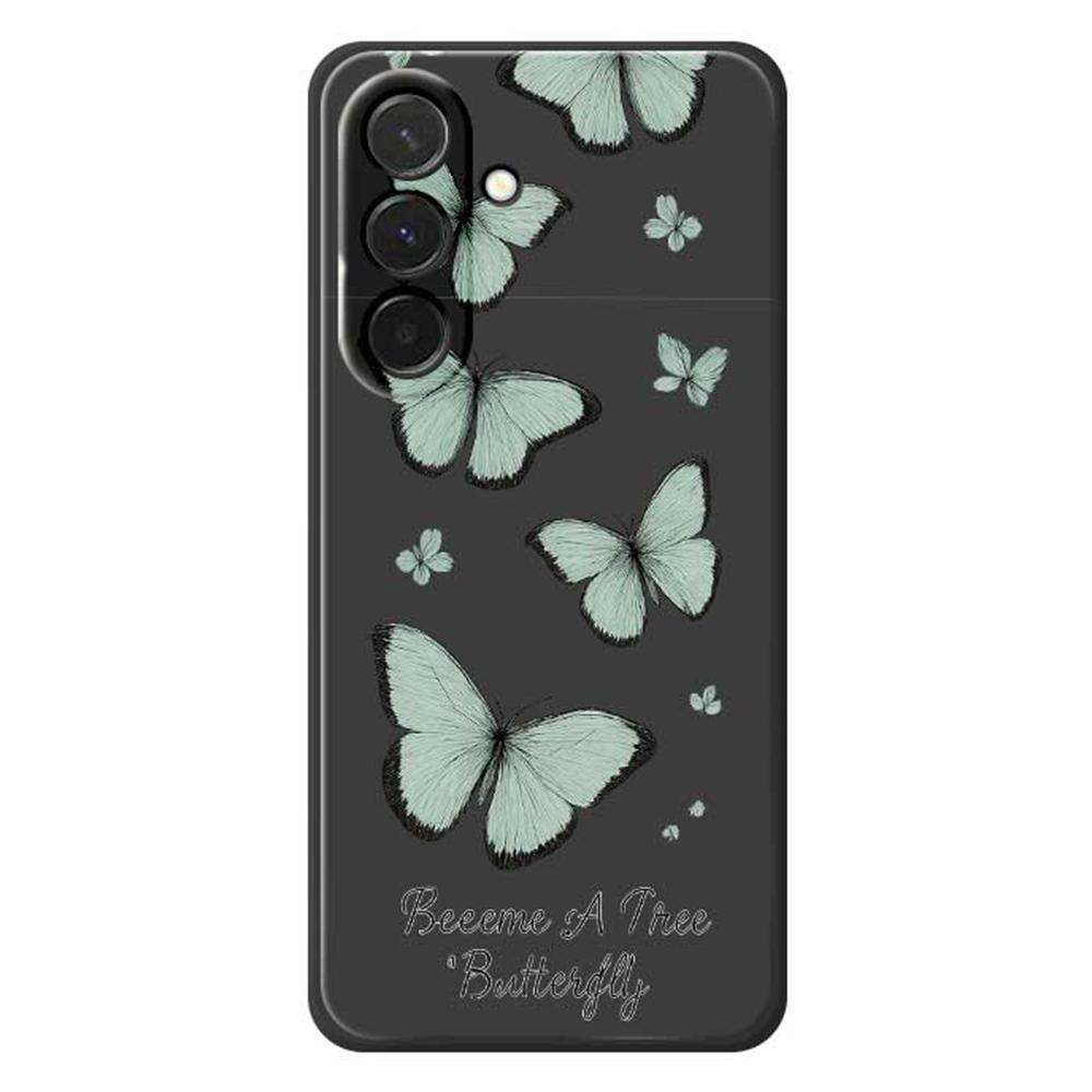 For Samsung Galaxy A36 5G Case Green Butterfly Pattern Printing Straight Edge TPU Phone Back Cover