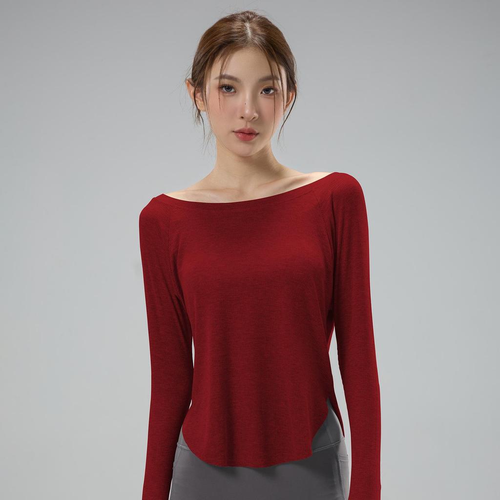 Women's One-Shoulder Yoga Cardigan T-Shirt, Body-Concealing, Casual Sportswear for Pilates.