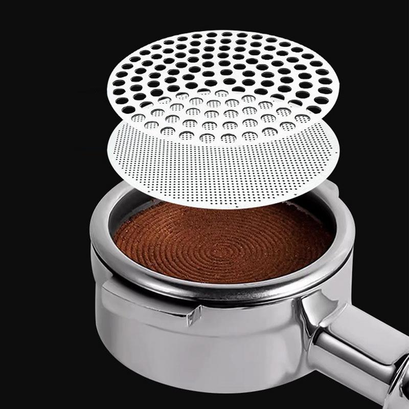 Stainless Steel Coffee Filter Mesh Plate 51/53/58mm Coffee Puck Screen Double Layer Fine Filter Screen uniform extraction sheet