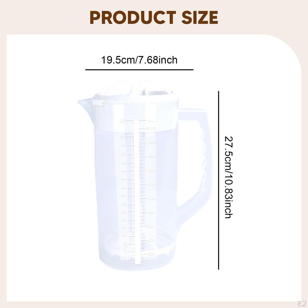 Pitcher Water Jug with Lid Multifunctional 2000ml Ice Tea Kettle Carafe for Lemonade Cold Drink