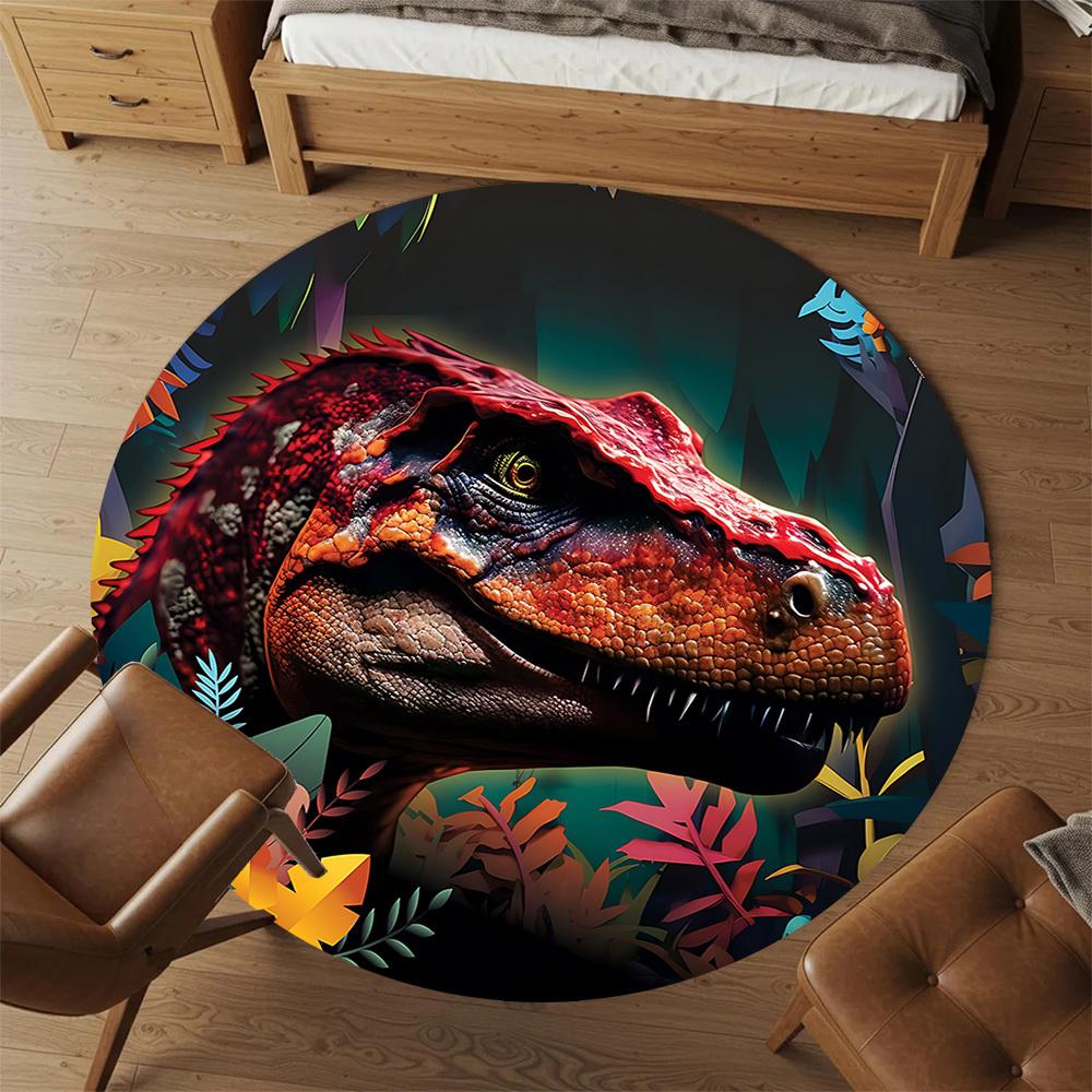 1pc dinosaur jungle Round Chair mat Area Rug - Non-Slip, Floor Mat for Office, Bedroom, and Indoor Decor c1125091