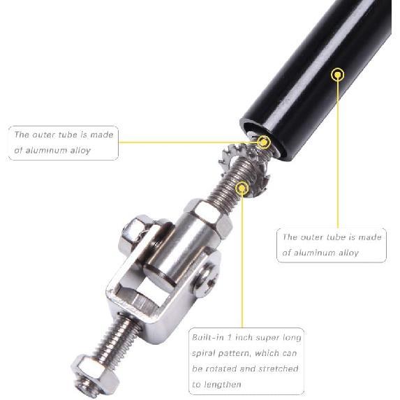 DREAMIZER 2× Universal Front Bumper Lip Support Splitter Rods Adjustable 8"-11" Strut Tie Bar Support Car Body Kit Support Rear Wing Strut Rod for