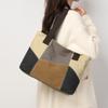 Yogodlns New Spliced Canvas Women's Shoulder Bag Large-capacity Portable Messenger Bag Casual Ethnic Style Contrasting Color Bag