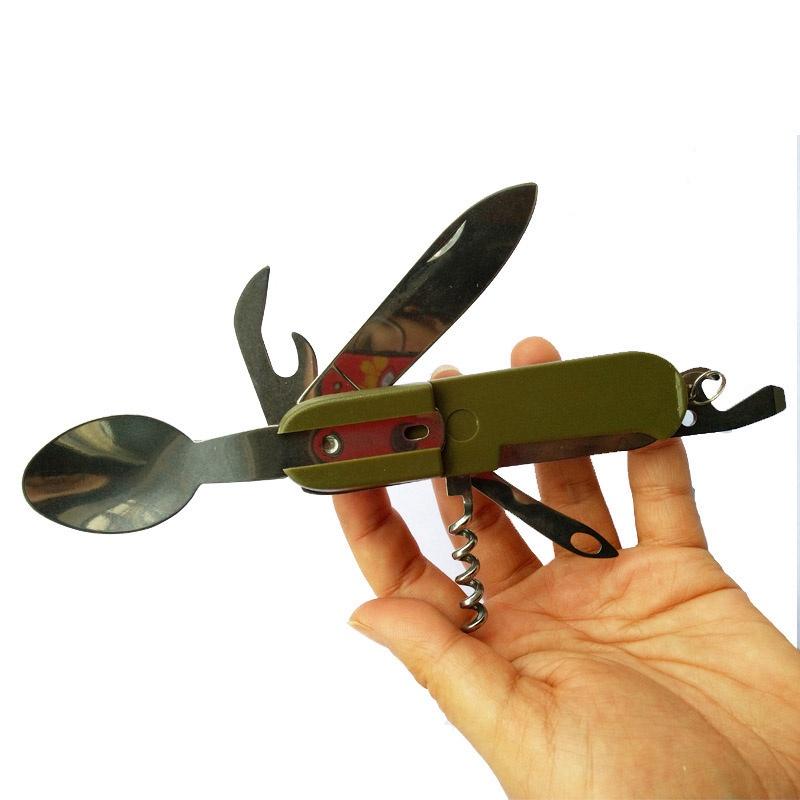 Camping Multifunctional Portable Folding Stainless Steel Tableware Cutlery