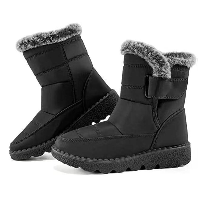 

fashion Non Slip Waterproof Winter Boots for Women 2024 New Thick Plush Platform Snow Boots Woman Rabbit Fur Warm Cotton Padded Shoes 35 чорний