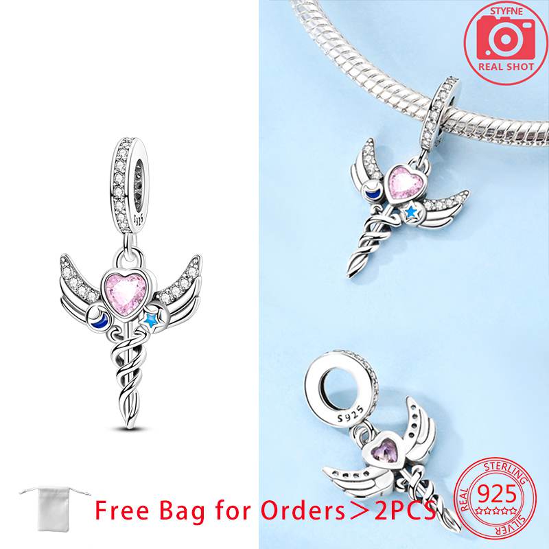 Orginal Copper Heart Wings Charm For Bracelet Bead Jewelry Charm For Woman Making Fine Jewelry Gift Diy Accesory