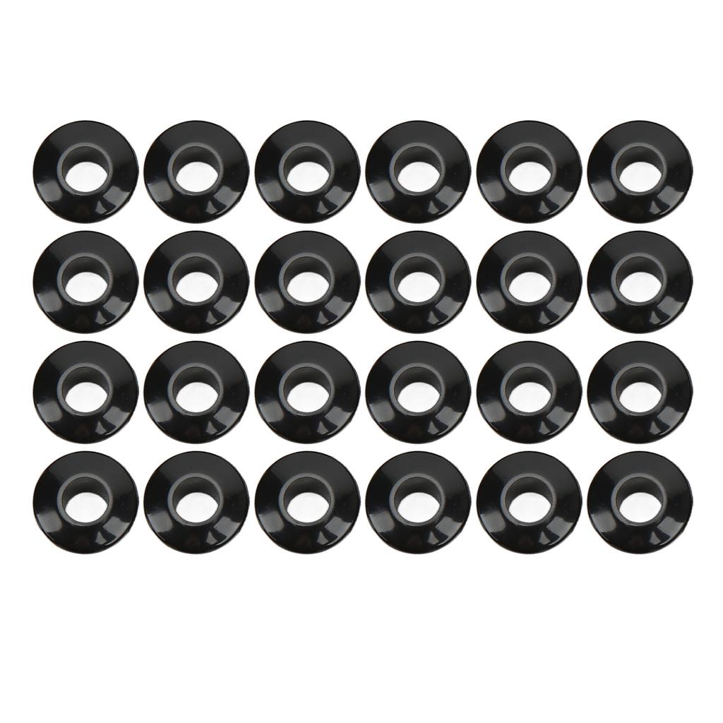 24Pcs Guitar String Button Ferrules 10mm High Performance Plastic Material Semi Closed Design Guitar PartsBlack
